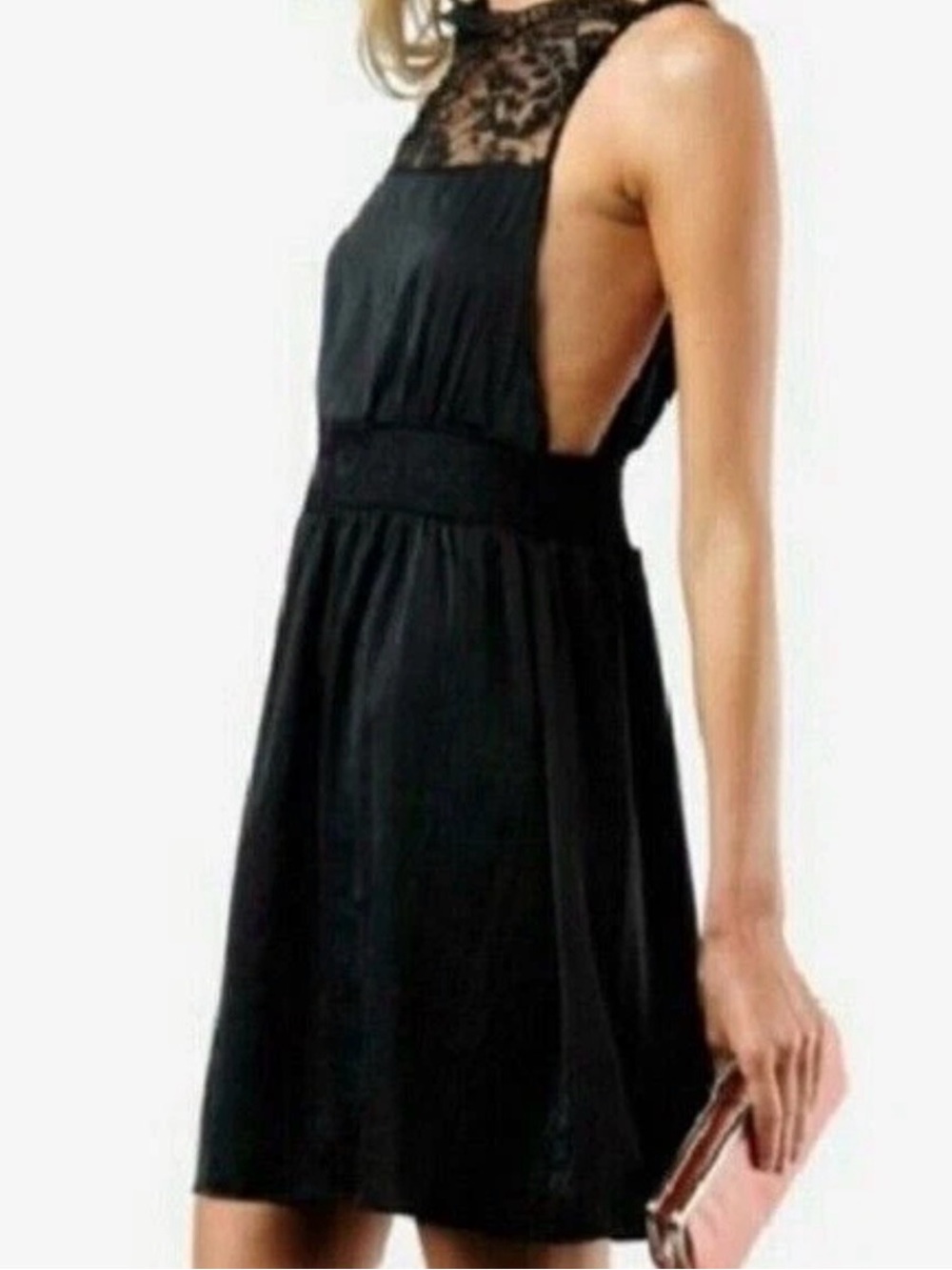 Free People Black Sleeveless Floral Lace Dress - Picture 3 of 10